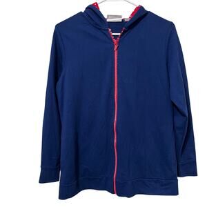 Quacker Factory Knit Jacket Sz Small Hooded Lightweight Soft Rhinestones Zip